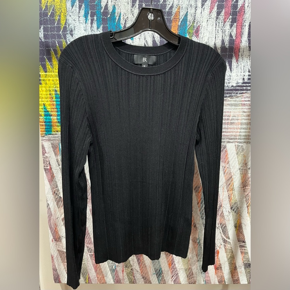 Banana Republic Hannah Black Ribbed Crewneck Sweater